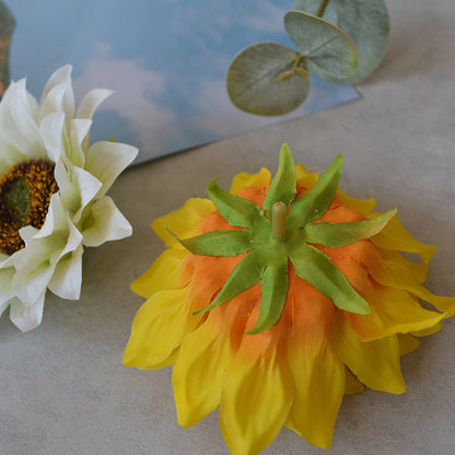 Realistic 12CM & 8CM Artificial Sunflower Flower Heads - Perfect for DIY Floral Arrangements, Home Decor, and Craft Projects