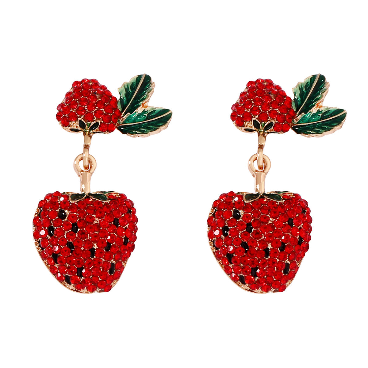 Chic Strawberry-Inspired Crystal-Studded Earrings for Women – Unique, Versatile Lightweight Luxury Fashion Accessories