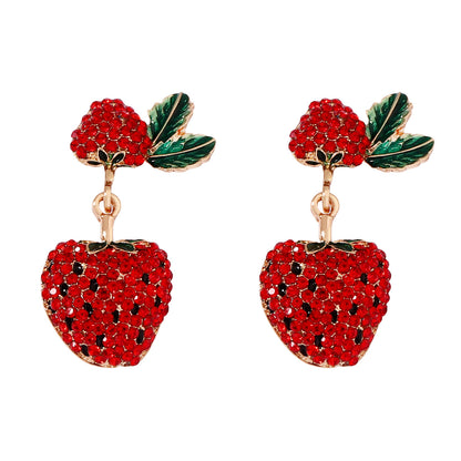 Chic Strawberry-Inspired Crystal-Studded Earrings for Women – Unique, Versatile Lightweight Luxury Fashion Accessories