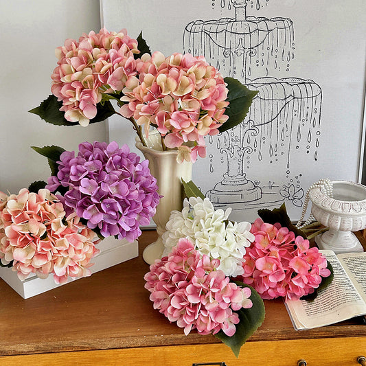 Vintage Hydrangea Faux Flowers - Stunning Artificial Floral Decor for Home, Living Room, Weddings, and Event Centerpieces