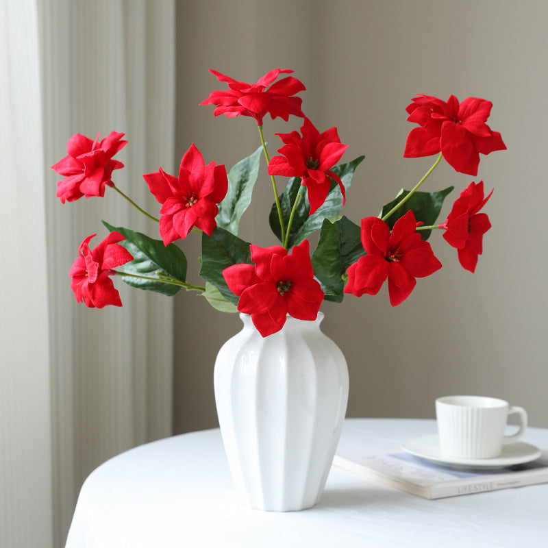 High-Quality Artificial Poinsettia Flowers for Christmas - Vibrant Red Holiday Home and Outdoor Decor, Perfect for Festive Landscaping