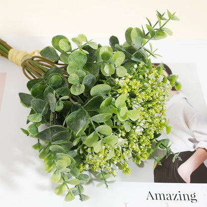 Elegant Faux Eucalyptus and Babys Breath Bouquet - Stunning Home Decor for Weddings and Events, Realistic Potted Greenery