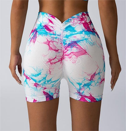 Seamless High Waisted Tie Dye Yoga Shorts for Women Peach Butt Enhancing Fitness Shorts for Comfort and Style