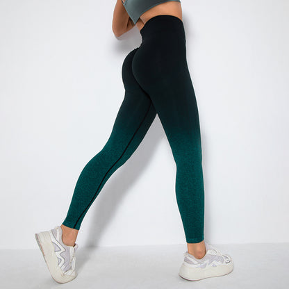 Seamless Gradient Smile Face Yoga Pants for Women High Waisted Butt Lifting Fitness Leggings for Running and Workout