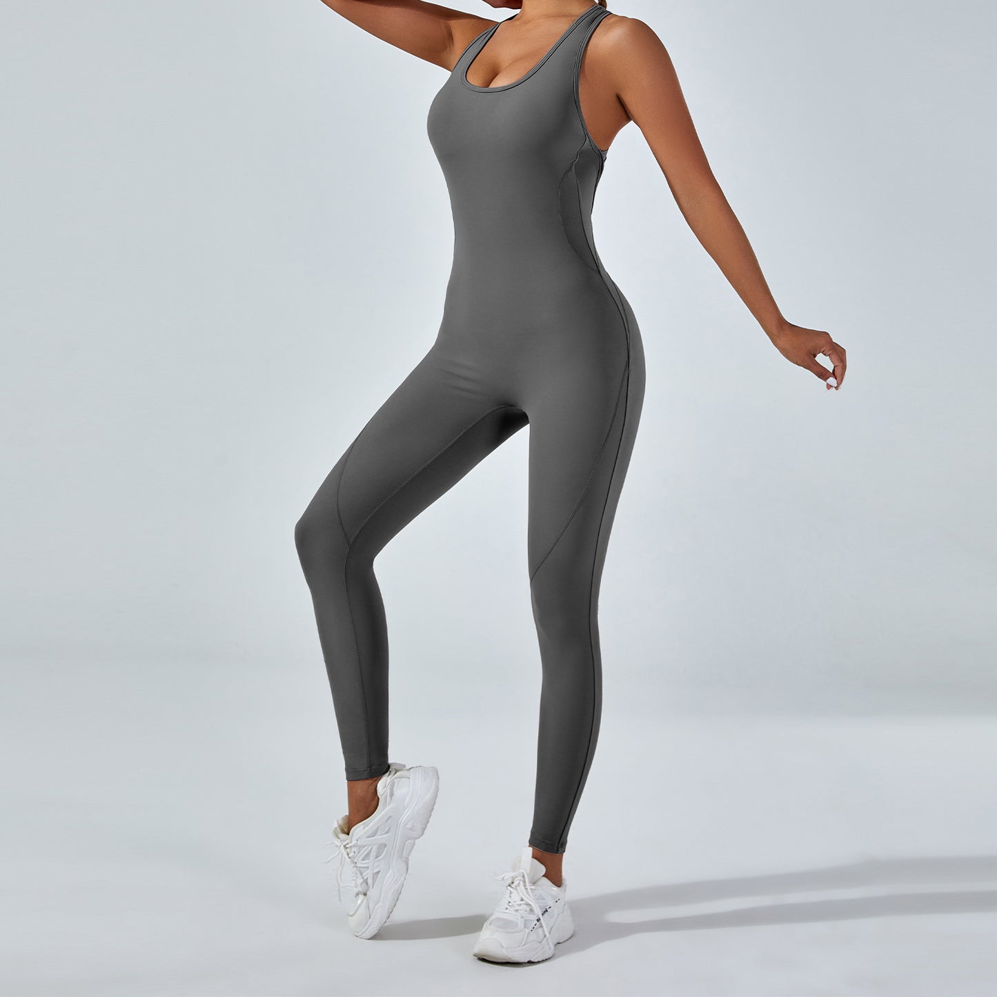 High Performance Outdoor Yoga Jumpsuit with Stunning Open Back Design Stretchy One Piece Full Length Leggings for Comfort and Flexibility