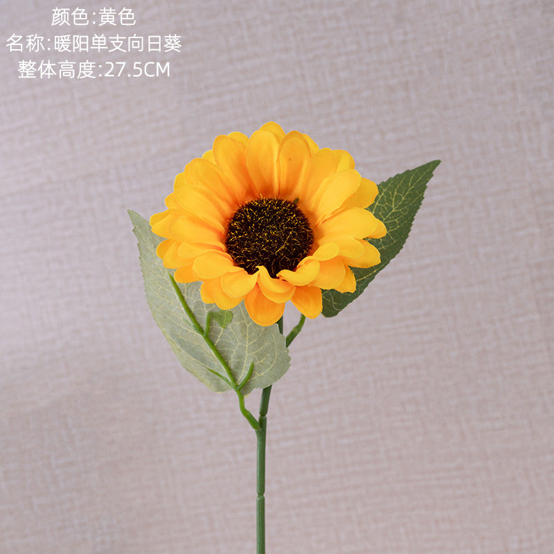 Realistic Sunflower Home Decor - Single Stem Warm Sunflower for Weddings and Celebrations | INS Style Artificial Flower CL15102