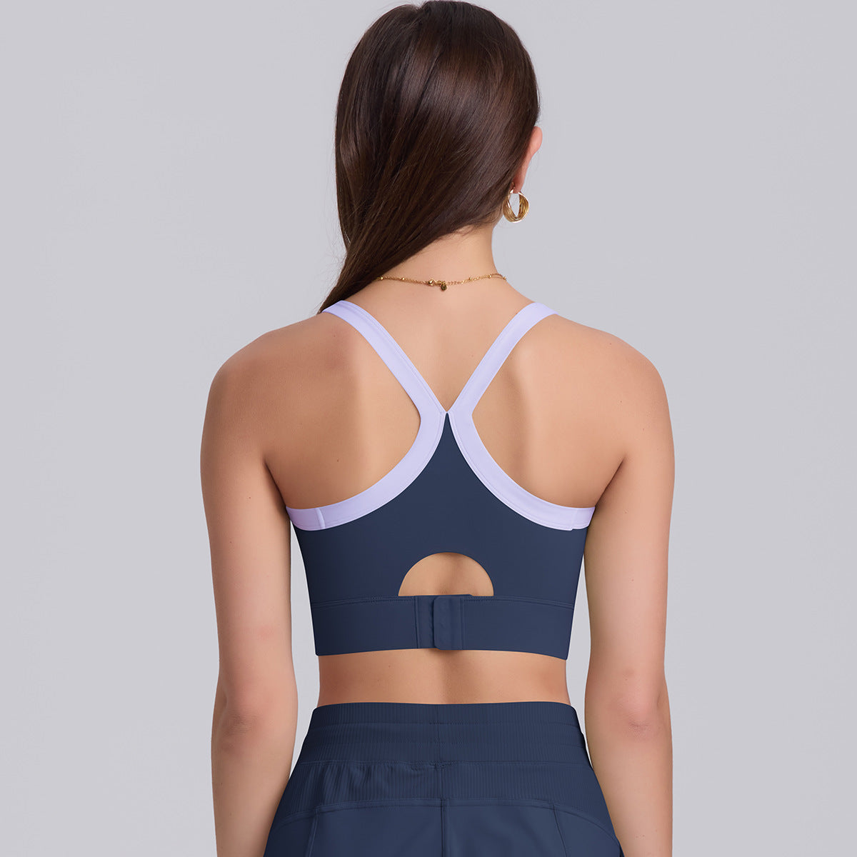 Hollow Back Button Closure Yoga Bra High Impact Sports Bra for Women Comfortable Supportive and for Fitness Gym Workouts