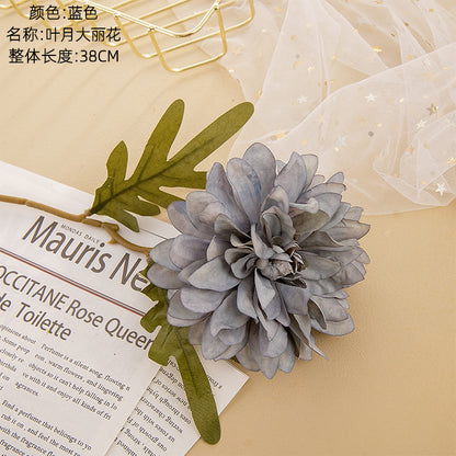 Realistic Dahlia Artificial Flower - Lifelike Green Plant Wedding Decor, Perfect for INS-inspired Events | MW66789