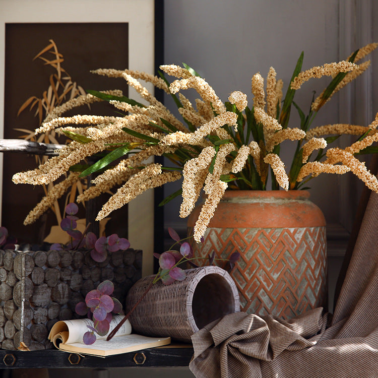 Realistic Long Grain Millet and Wheat Spike Flower - Perfect for Rustic Hotel, Farmhouse & Country Decor