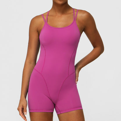 Cross Back Yoga Bodysuit for Women Deep V Cut Open Back Design and Butt Lifting Features for Fitness Dance and Everyday Wear