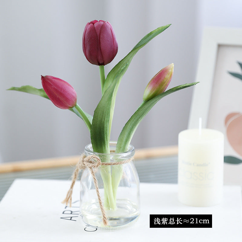 Realistic Faux Tulip Potted Plant - Fresh and Lively Home and Outdoor Décor, Perfect for Lasting Beauty with Soft Rubber Tulips