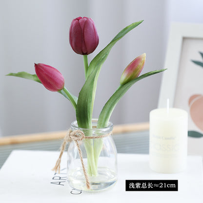 Realistic Faux Tulip Potted Plant - Fresh and Lively Home and Outdoor Décor, Perfect for Lasting Beauty with Soft Rubber Tulips