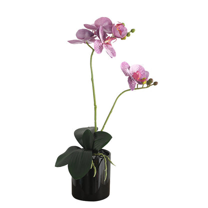 Stunning 3D Faux Orchid Arrangement with Leaves – Elegant Living Room Decor, Perfect for Weddings and Special Events