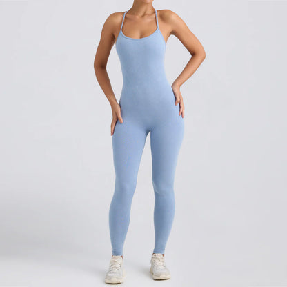 Seamless Cross Back Bodysuit with High Elasticity Sculpting Comfortable and for Fitness Lovers