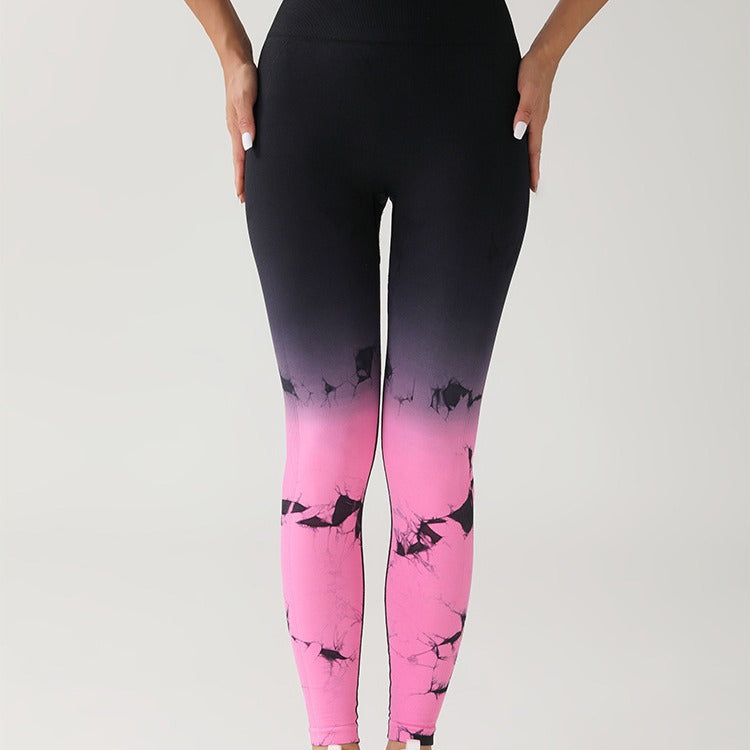 High Waisted Seamless Tie Dye Gradient Yoga Pants for Women Comfortable Butt Lifting Leggings for Running and Fitness