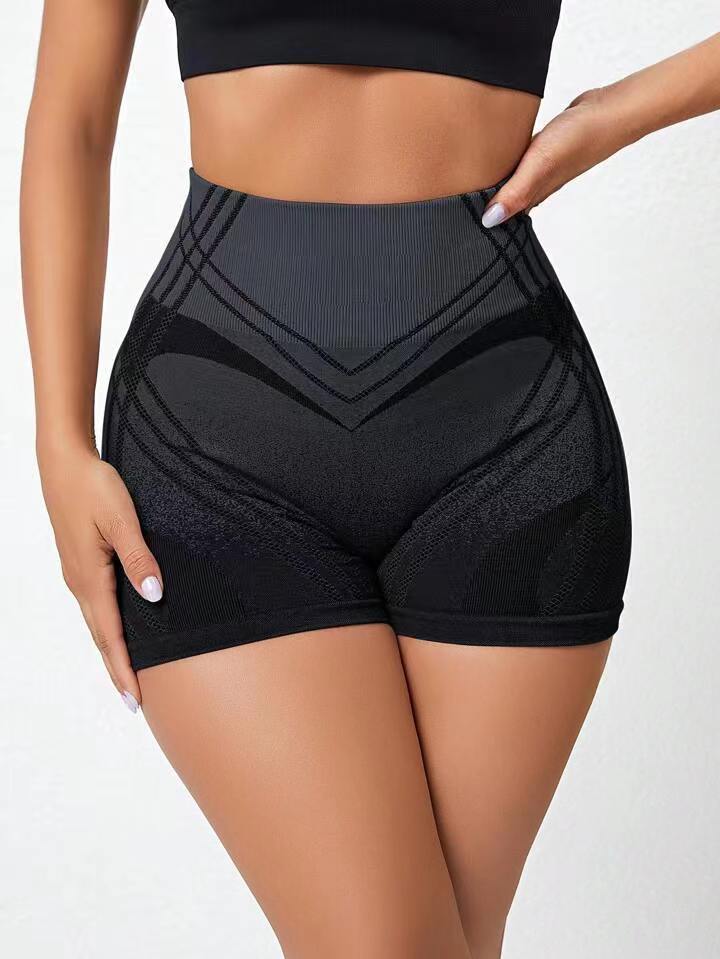 Seamless Gradient Striped High Waisted Yoga Shorts for Women Moisture Wicking Butt Lifting Gym and Fitness 3 Inch Workout Shorts