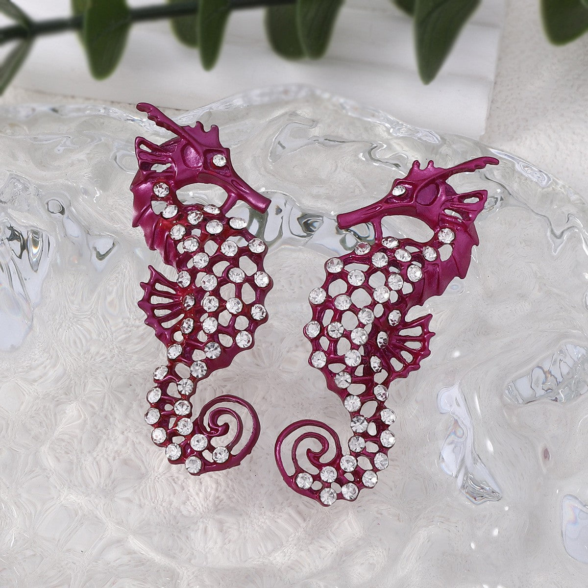 Stylish Hollow Design With Rhinestones and 3D Seahorse & Starfish Earrings - Vintage-Inspired Faux Pearl Drop Earrings - Perfect for Any Occasion!