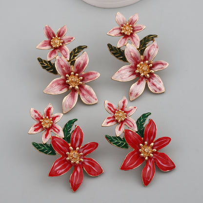 Stunning  Creative Flower Drop Oil Alloy Earrings - Versatile Floral Design for Every Occasion