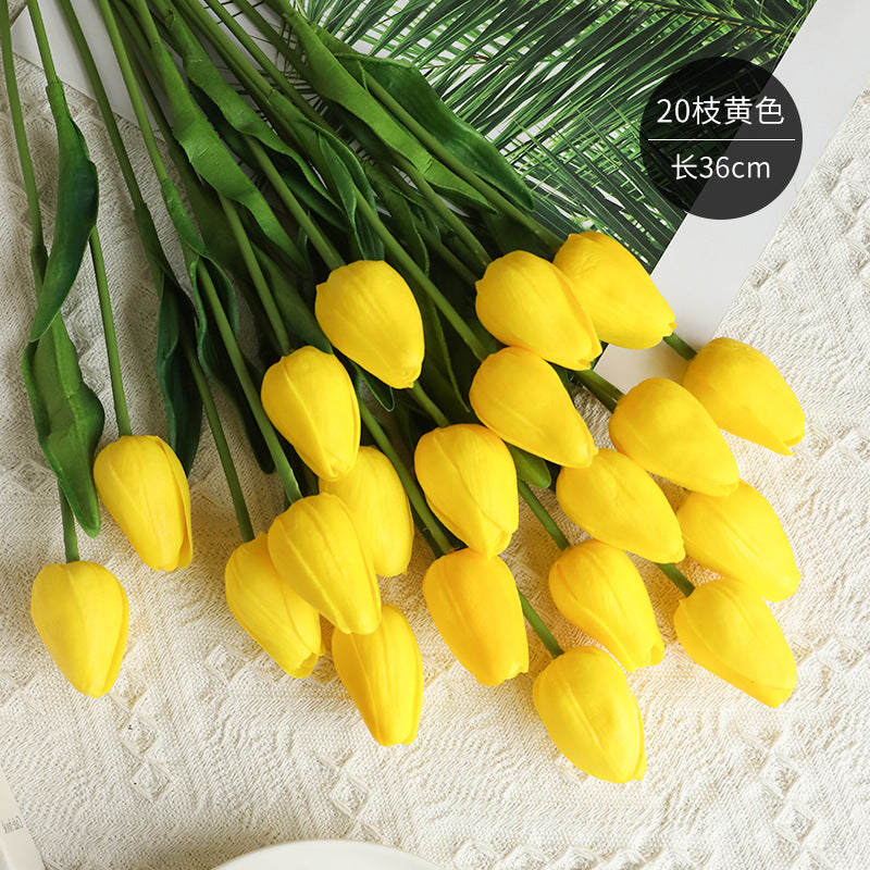 Realistic Miniature PU Tulips - Vibrant Artificial Silk Flowers for Home Décor, Arrangements, and Year-Round Enjoyment