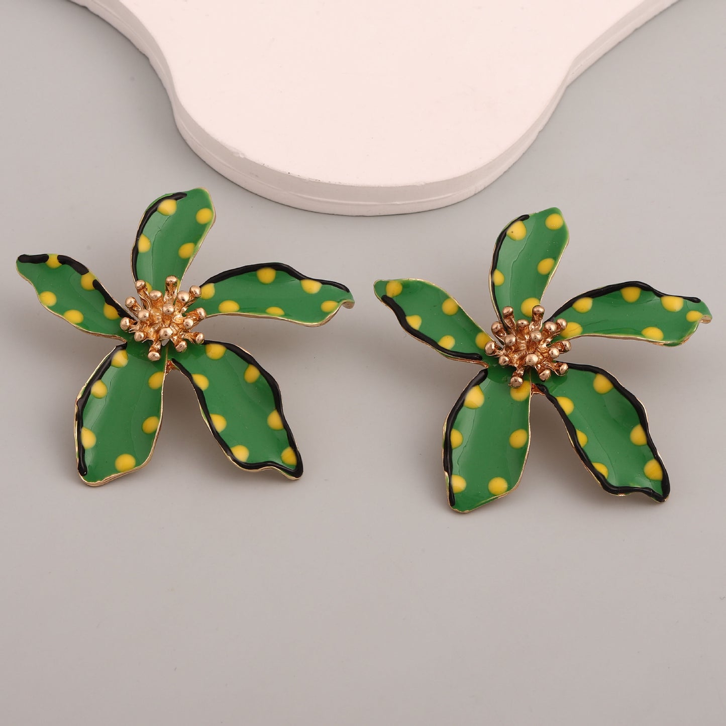 Chic and Unique Drop Oil Flower Earrings - Bold Polka Dot Alloy Jewelry for Women