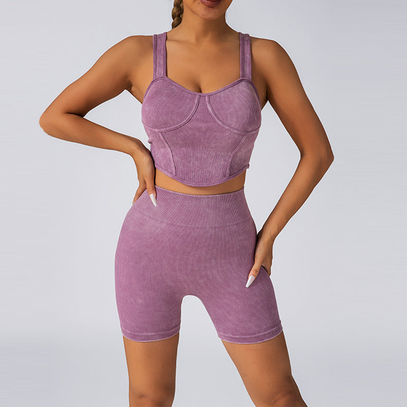 Women s Seamless Shimmer Yoga Set with Built In Bra Breathable High Waisted Shorts and Butt Lifting Design for Comfort and Style