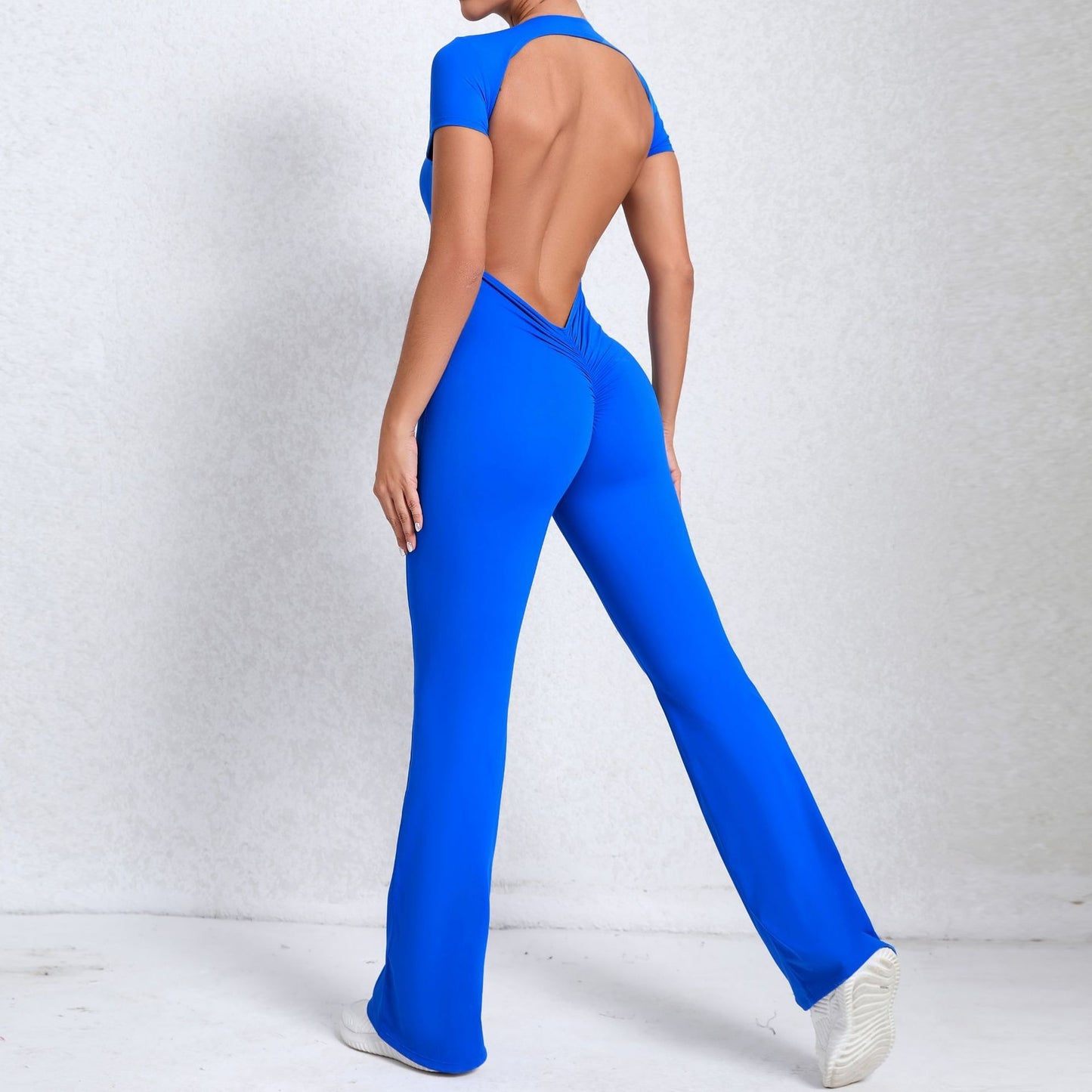 High Intensity Backless Yoga Jumpsuit for Women Flared Leg Fitness Bodysuit for and Performance