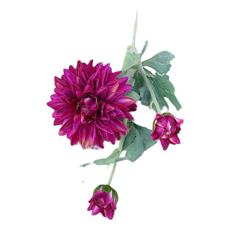 Lifelike Velvet Texture Dalia Flower Bouquet - 3-Stemmed Dahlia & Peony Arrangement for Home Décor, Wedding Decorations, and Special Events