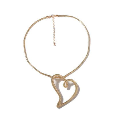 Sleek Minimalist Rope-Style Metal Chain Alloy Hollow Heart Pendant Necklace – Versatile Casual Fashion for Women