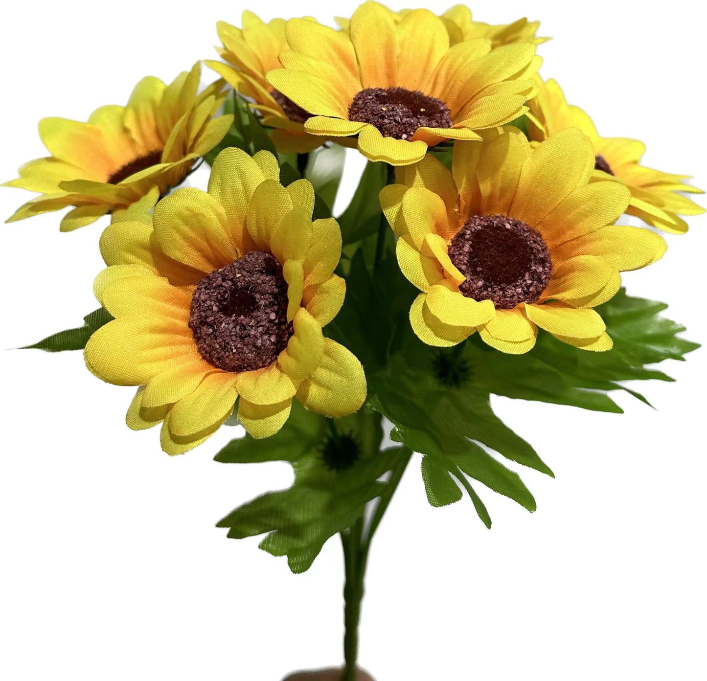 Realistic 7-Head Artificial Sunflower Bouquet - Perfect for Home Decor, Wedding Celebrations, Event Design, and Photography Props