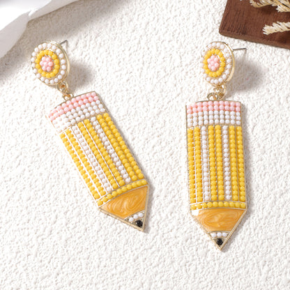Charming Candy-Colored Pencil Bead Earrings - Perfect for Women and Teachers' Day Gifts