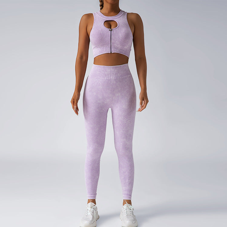 Seamless High Waisted Peachy Yoga Set for Women Zippered Sportswear with Matching Sports Bra Leggings for Comfort and Performance