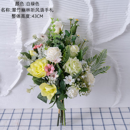 Enchanting Bamboo Grove-Inspired Decorative Faux Flower Bouquet - Perfect for Weddings and Home Décor - Elegant Rose Design with Versatile Wall Display Options - Model CF01480