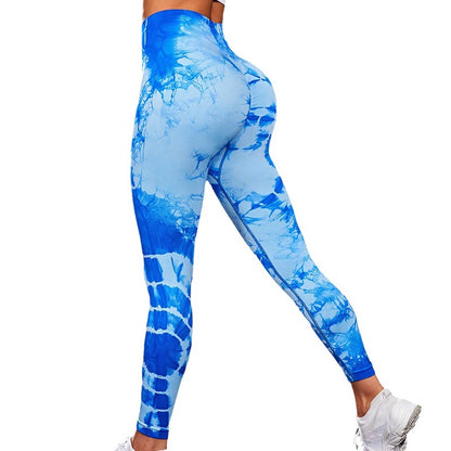 Seamless Peach Tie Dye High Waisted Yoga Pants for Women Sculpting Moisture Wicking and Comfortable Performance Leggings for Fitness Exercise