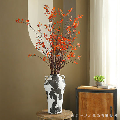 Zen-Inspired Faux Red Maple Leaf Home Decor - Elegant Artificial Flower Arrangement for Tranquil Entryway and Living Spaces