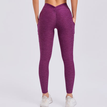 High Waisted Back V Line Yoga Pants with Side Pockets Quick Dry No Show Lines for Comfort and Style Enhance Your Peachy Rear and Fitness Look