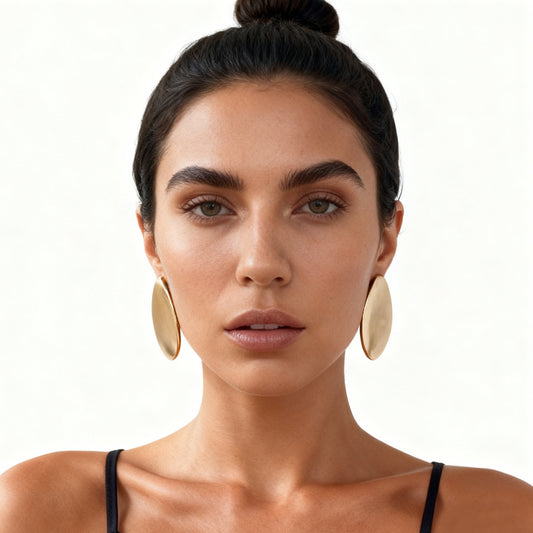 Chic Minimalist Geometric Glossy Alloy Statement Earrings – Luxurious Vintage-Inspired Casual Jewelry for Effortless Style