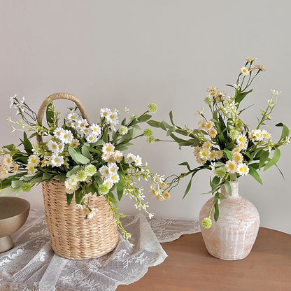 Autumn-Inspired Artificial Chamomile Flower Bouquet - Vibrant Faux Daisy Floral Arrangement for Home Decoration, Table Centerpieces, and Photography Props