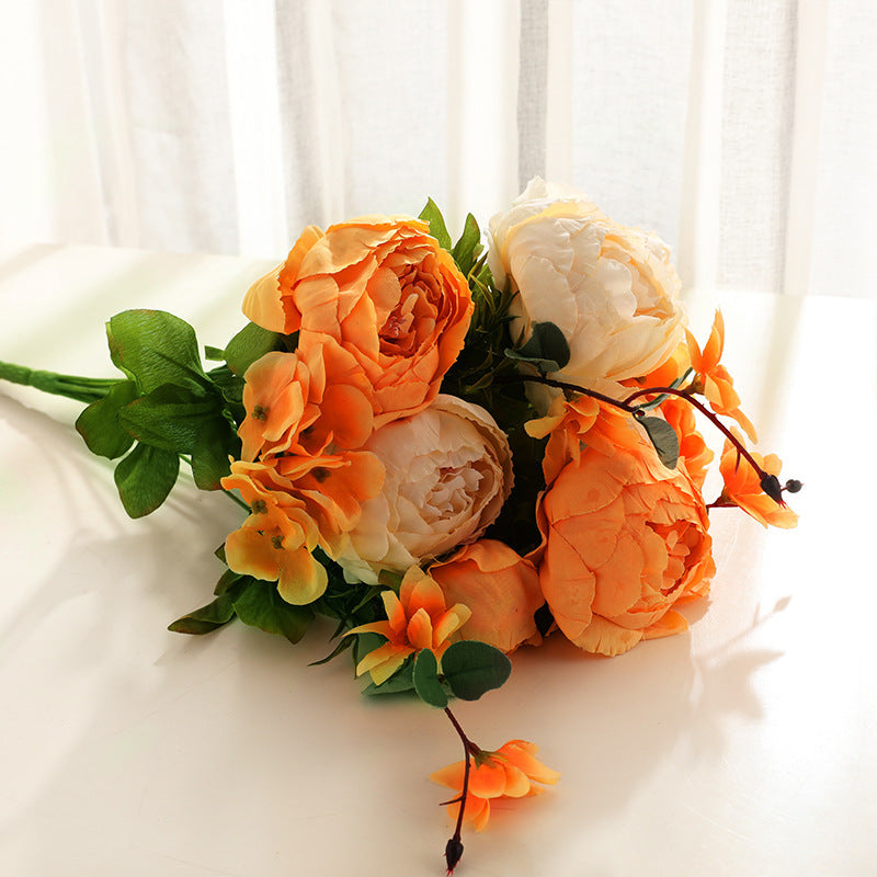 Realistic European Style 13-Head Foamed Peony Bridal Bouquet - Perfect for Weddings, Home Decor, and Floral Arrangements