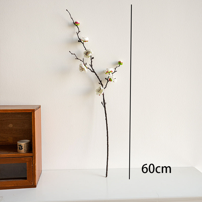 Realistic Plum Blossom Branch Faux Flower Bouquet - Elegant Plastic Home Decor for Living Room Vase Arrangements