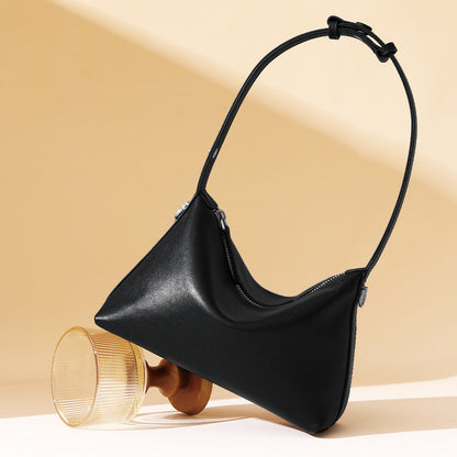 Genuine Grain Vegetable Tanned Leather Hobo Bag and Unique shoulder bag for Commuting Minimalist Chic Purse