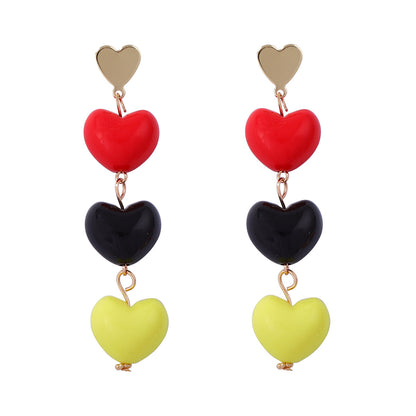 Chic Minimalist Colorful 3D Heart Tassel Long Earrings - Perfect Valentine's Day Jewelry for Her