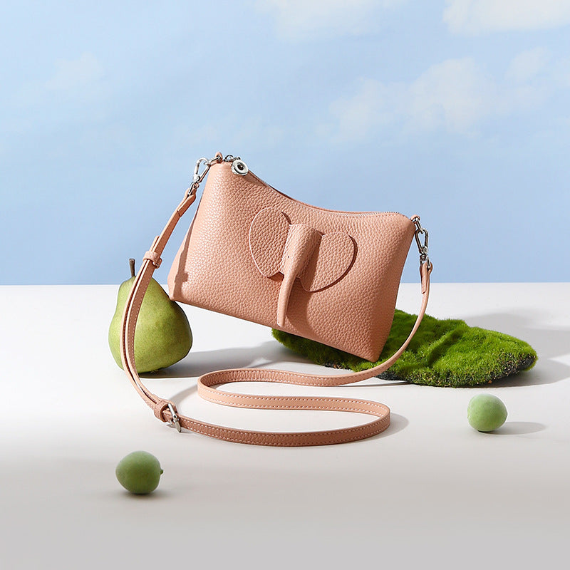 Genuine First Layer Cowhide Handbag for Women Spring Leather Tote Versatile Shoulder Bag Unique Creative Crossbody Mini Bag