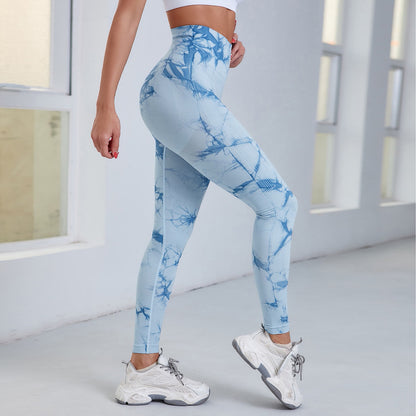 Seamless High Waisted Tie Dye Yoga Pants for Women Butt Lifting Workout Leggings for Outdoor Fitness and Training