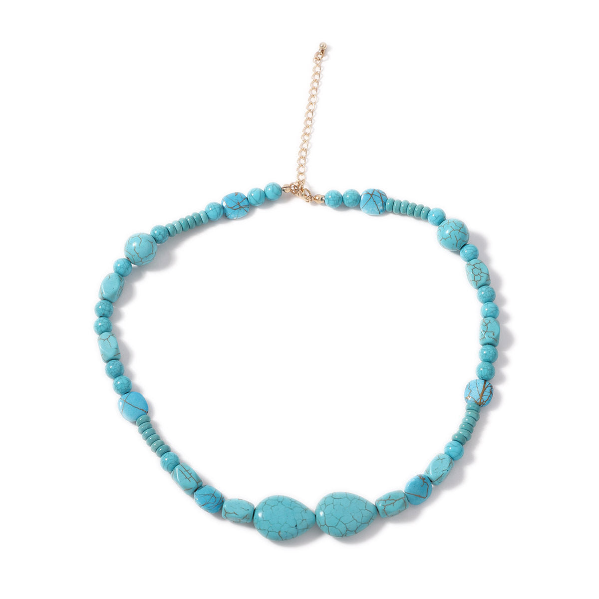 Trendy Irregular Geometric Turquoise Waterdrop Necklace – Unique Green Statement Piece for Effortless Everyday Elegance