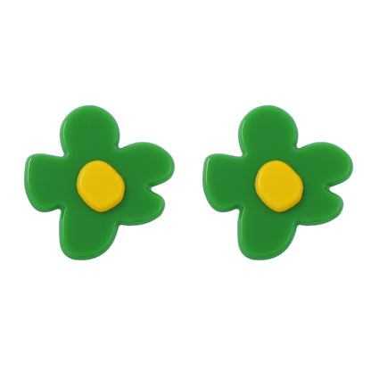 Charming Minimalist Acrylic Cartoon Flower Earrings – Versatile and Cute Accessories for Everyday Wear and Commuting