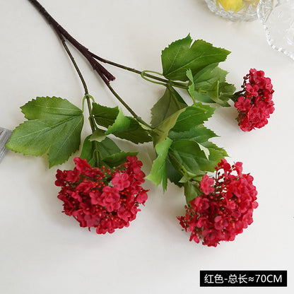 Three-Headed Small Hydrangea Faux Flowers - Lifelike Decorative Accents for Home and Weddings - Lucky Snowball Simulated Floral Arrangement