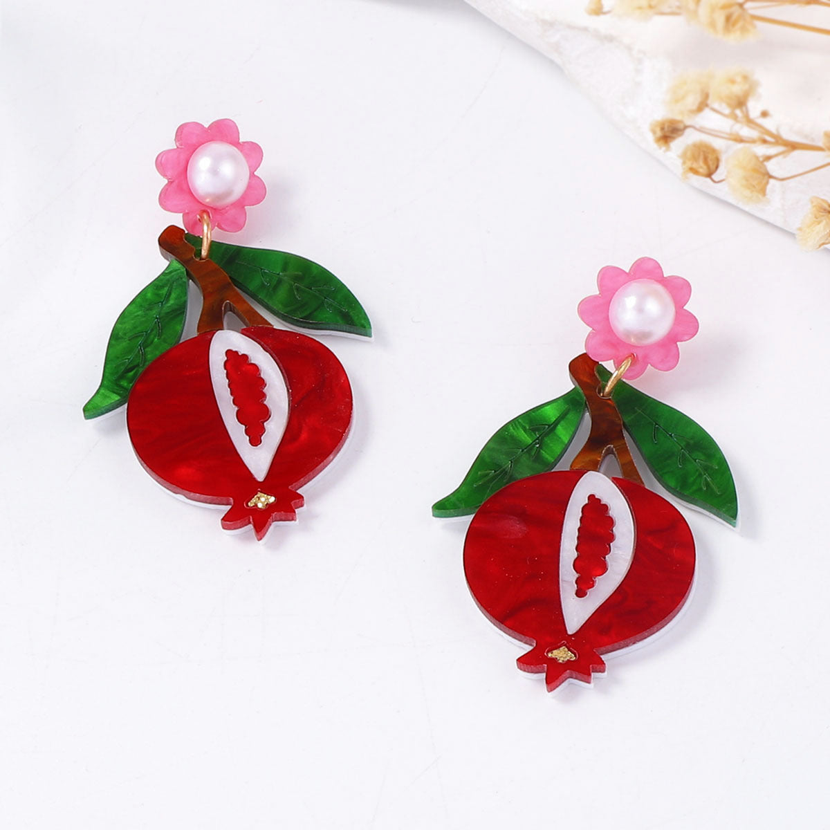 Unique Creative Acrylic Green Leaf & Radish Earrings - Minimalist and Versatile Jewelry Accessory for Women