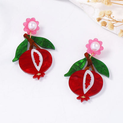 Unique Creative Acrylic Green Leaf & Radish Earrings - Minimalist and Versatile Jewelry Accessory for Women