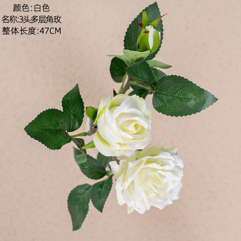 Stunning INS-Style Artificial Rose Flower Plant for Wedding Decorations – Lifelike Floral Potted Arrangement Perfect for Home Decor and Plant Walls – Model MW15190