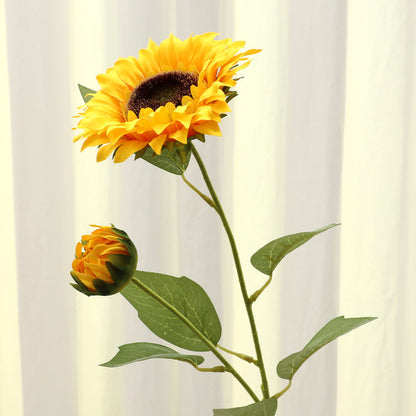 Elegant 2-Headed Sunflower Decorative Faux Flower Arrangement for Living Room - Luxurious Home Decor with Realistic Design